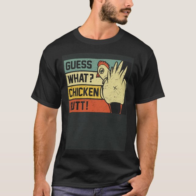 Camiseta Adivinha Que Piada de frango com Bumbum de frango  (Frente)