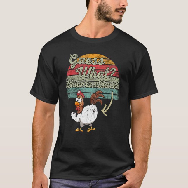 Camiseta Adivinha Que Piada de frango com Bumbum de frango  (Frente)