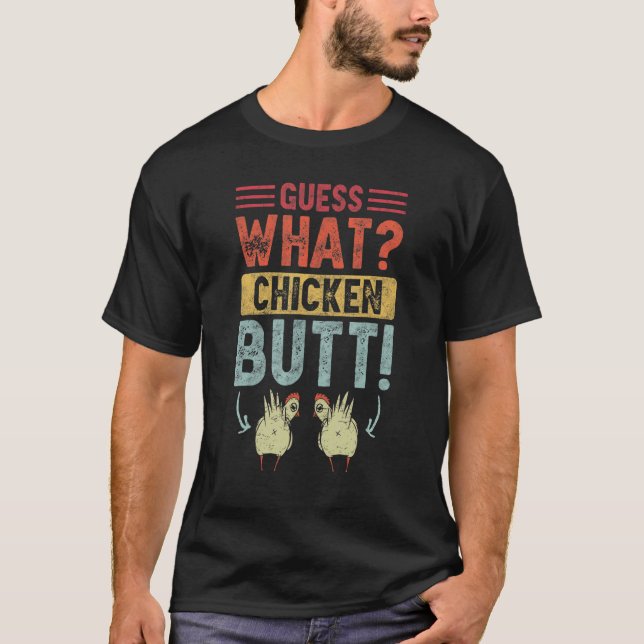 Camiseta Adivinha Que Piada de frango com Bumbum de frango  (Frente)