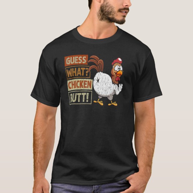Camiseta Adivinha Que Piada de frango com Bumbum de frango  (Frente)