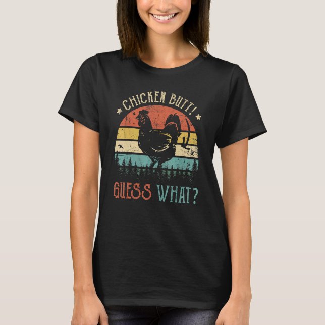 Camiseta Adivinha Que Piada de frango com Bumbum de frango  (Frente)