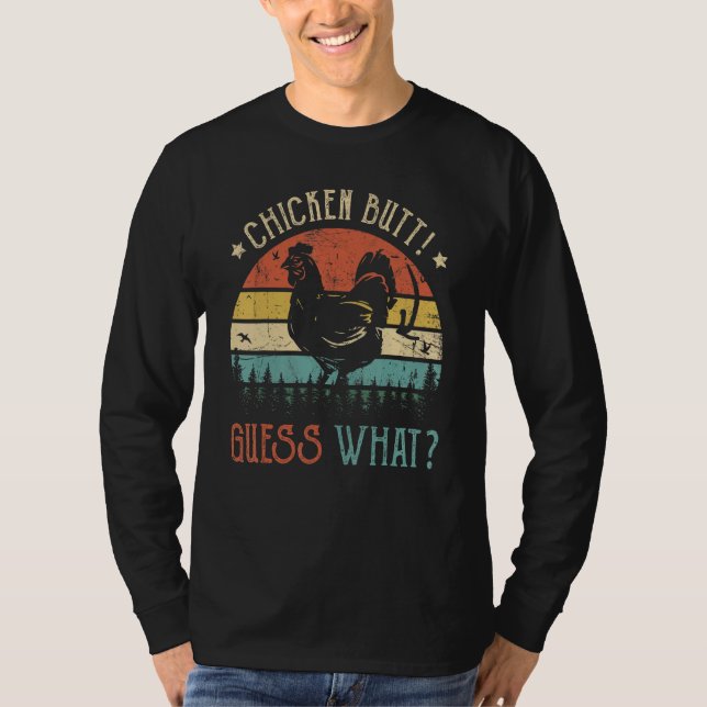 Camiseta Adivinha Que Piada de frango com Bumbum de frango  (Frente)