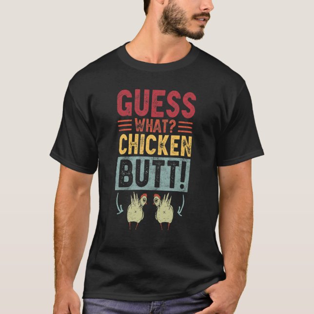 Camiseta Adivinha Que Piada de frango com Bumbum de frango  (Frente)