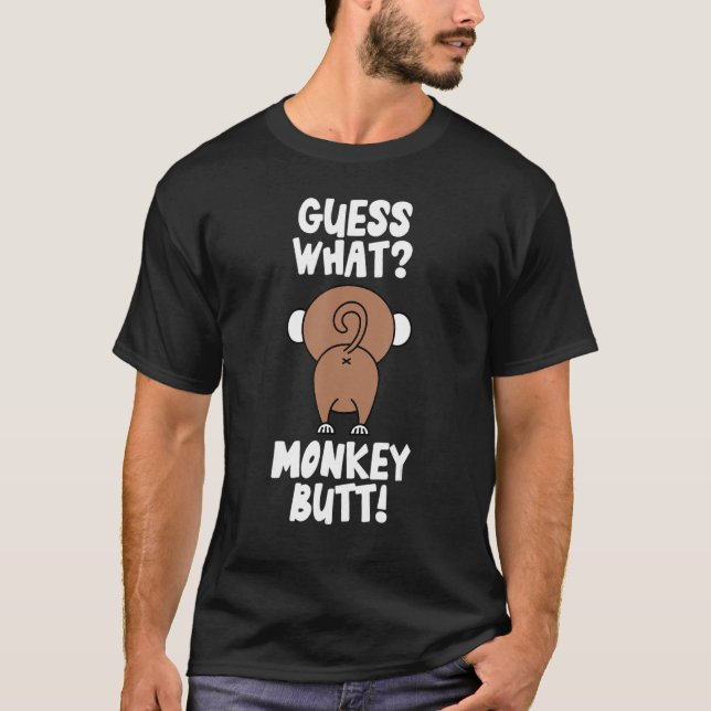 Camiseta Adivinha que Piada de macaco Bumbum de macaco (Frente)