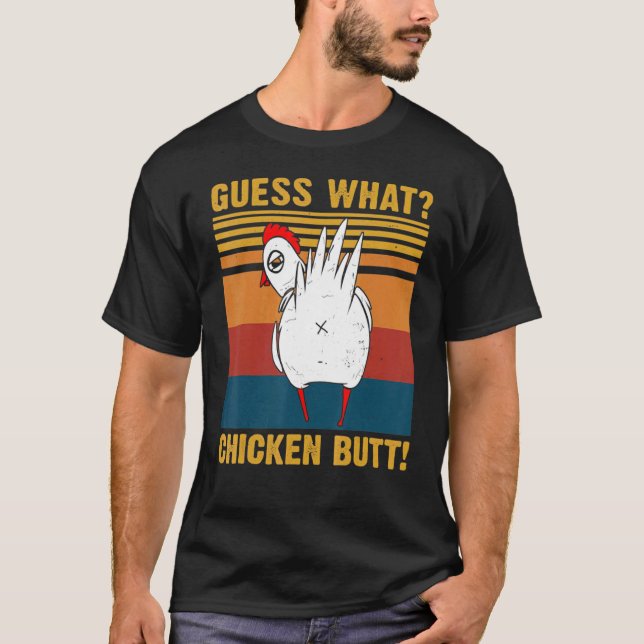 Camiseta Adivinhação Engraçada Bunda de Frango Frango (Frente)