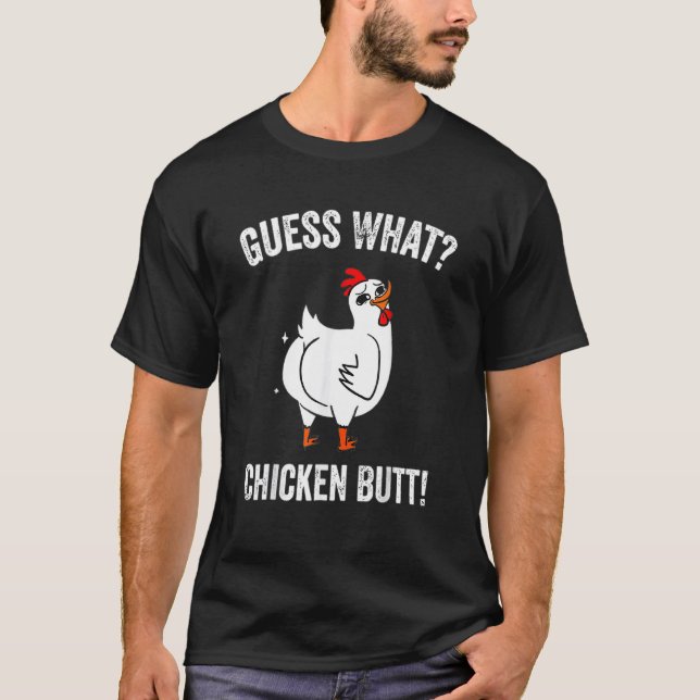 Camiseta Adivinhe o que bunda de frango Animais Bufões Fran (Frente)