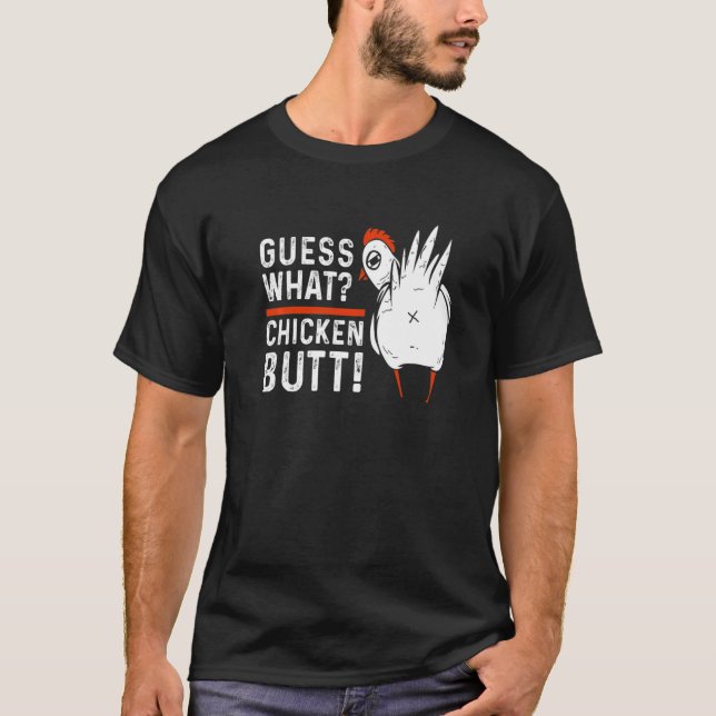 Camiseta Adivinhe O Que Bunda de Frango  Frango Branco Fran (Frente)