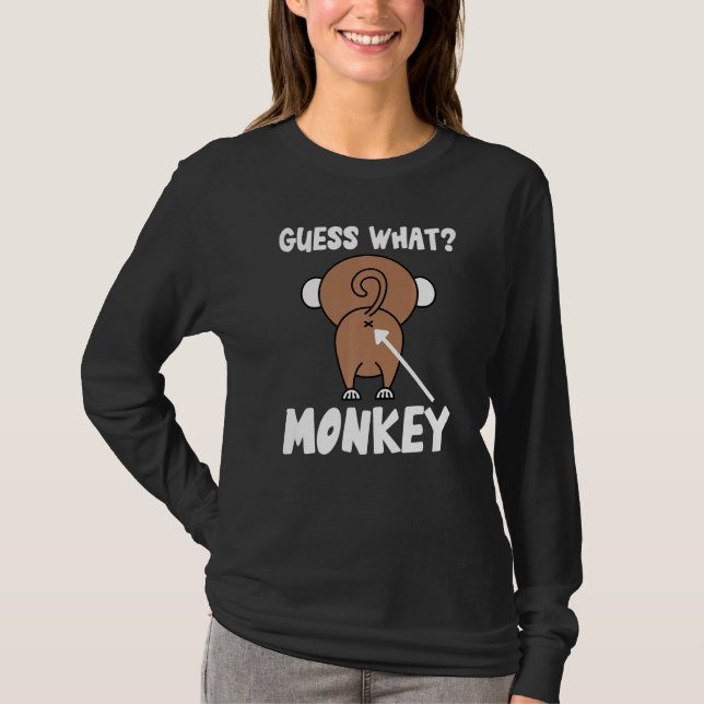 Camiseta Adivinhe O Que Bunda De Macaco  Piadas De Macaco (Frente)