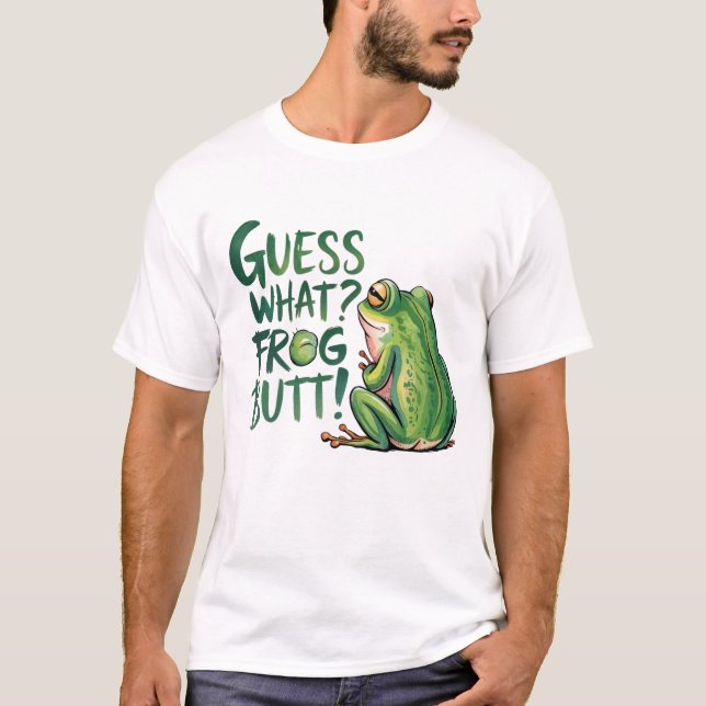 Camiseta "Adivinhe O Que É Bunda De Sapo" Piada Engraçada e (Frente)