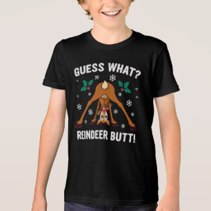 Camiseta Adivinhe o que Piada de Natal do Traseiro de Rena