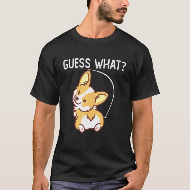 Camiseta Adivinhe Qual Bunda de Corgi Para Cachorro (Frente)