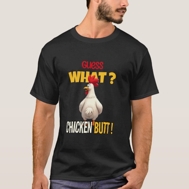 Camiseta Adivinhem Que Bumbum De Frango Engraçado Cartoon C (Frente)