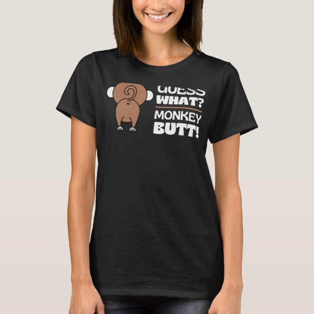 Camiseta Adivinhem que macaco com Bumbum de macaco engraçad (Frente)