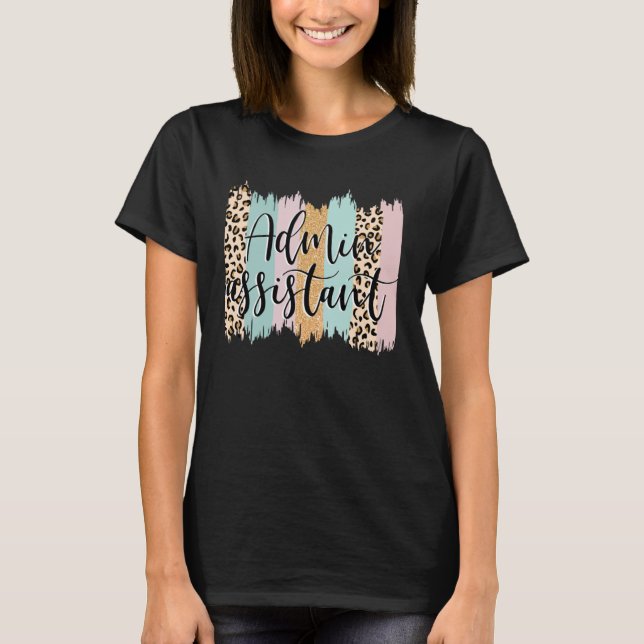 Camiseta Admin Assistant Rainbow Leopard Team Office Staff  (Frente)