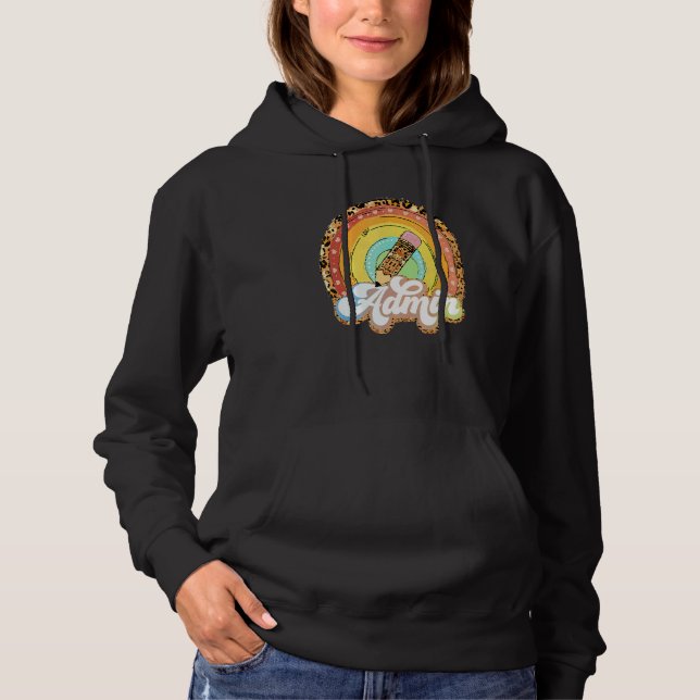 Camiseta Admin Leopardo Lápis Arco-Íris Volta às Aulas Retr (Frente)
