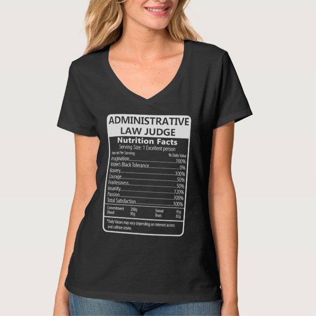 Camiseta Administrative Law Judge Nutrition Facts (Frente)