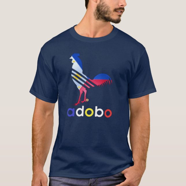 Camiseta Adobo engraçado, bandeira de Filipinas, bordas (Frente)