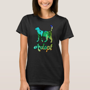 Camiseta Adoção Colorida de Gato Arco-Íris