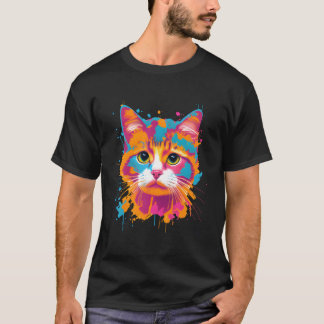 Camiseta Adoção de Gatinho Colorido de Gato