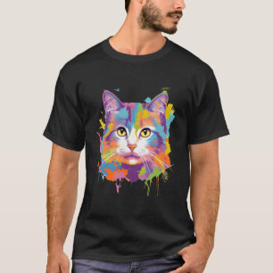 Camiseta Adoção de Gatinho Colorido de Gato
