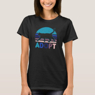 Camiseta Adoção de Gato Pôr do Sol Vintage Retro