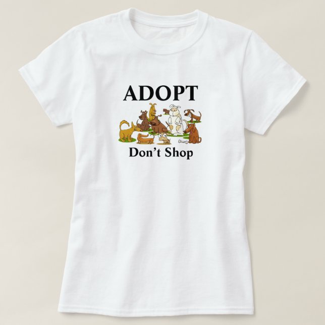 Camiseta Adoção em vez de Comprar Cães Resgatados (Frente do Design)