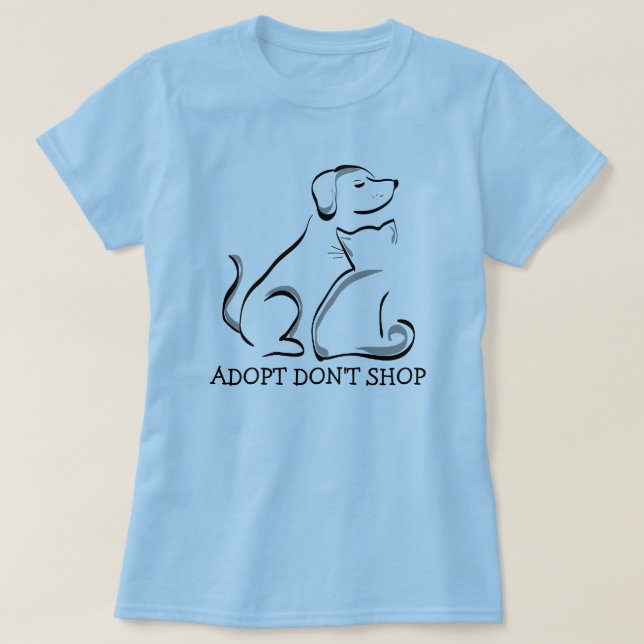 Camiseta Adoção não Compra Cachorro e Gato (Frente do Design)
