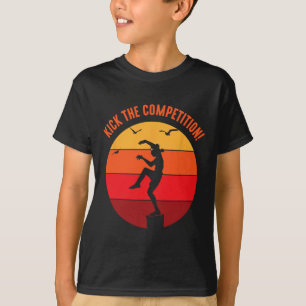 Camiseta Adolescente de Karatê Vintage Pôr do Sol no Oceano