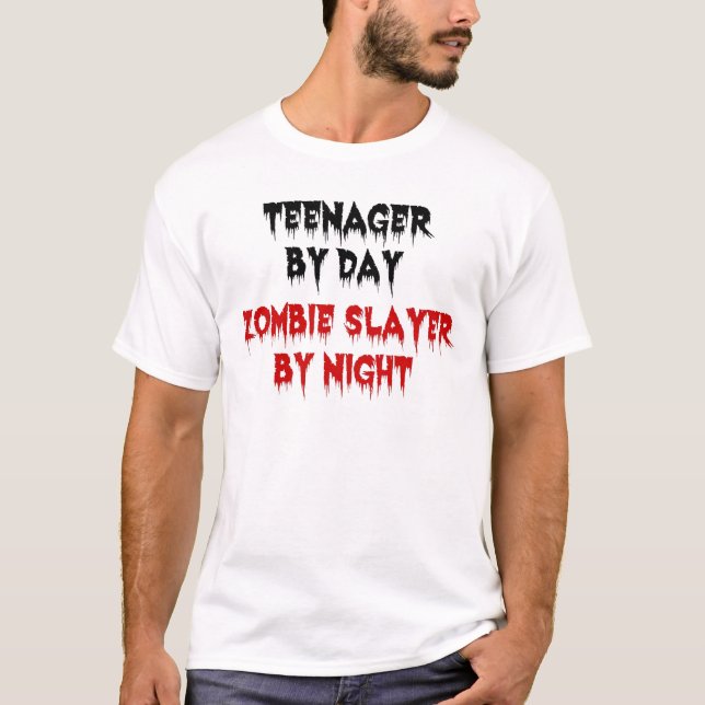 Camiseta Adolescente do Dia Zombie Slayer by Night (Frente)
