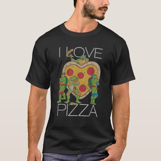 Camiseta Adolescente Mutante Ninja Turtles Pizza Meu Coraçã (Frente)
