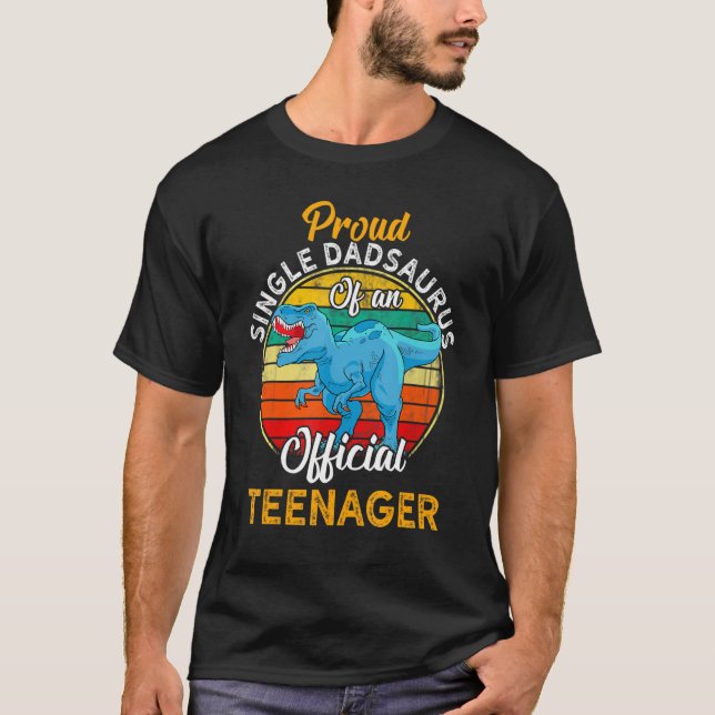 Camiseta Adolescente Oficial Dadsaurus Dinosaur, Solteiro O (Frente)
