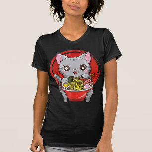 Camiseta Adolescente Oficial Ramen Cat Anime Kawaii Neko Ja