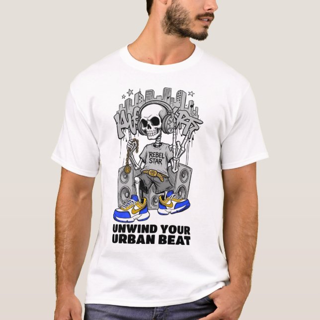Camiseta ADOM Descontraia Seu Ritmo Urbano Crânio (Frente)