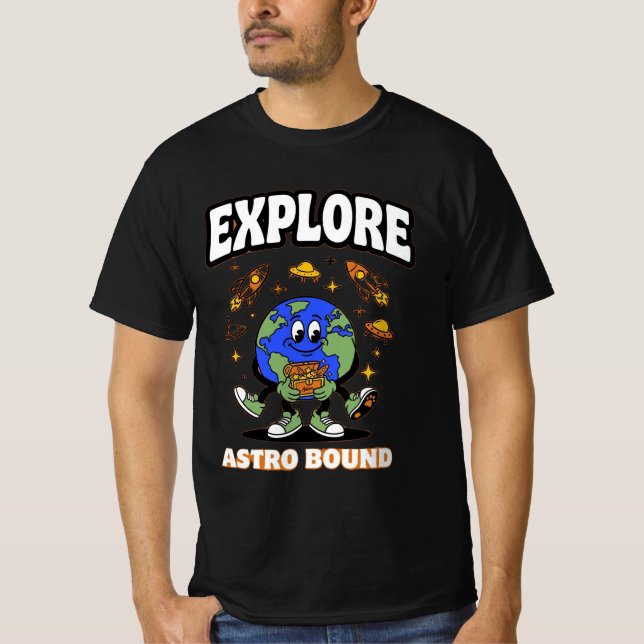 Camiseta ADOM Explore Astro Bound Earth Arte (Frente)