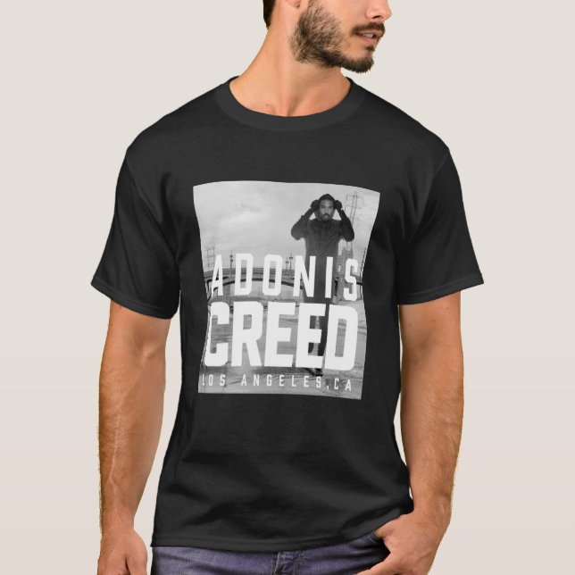 Camiseta Adonis Creed LA fotografia a preto e branco (Frente)