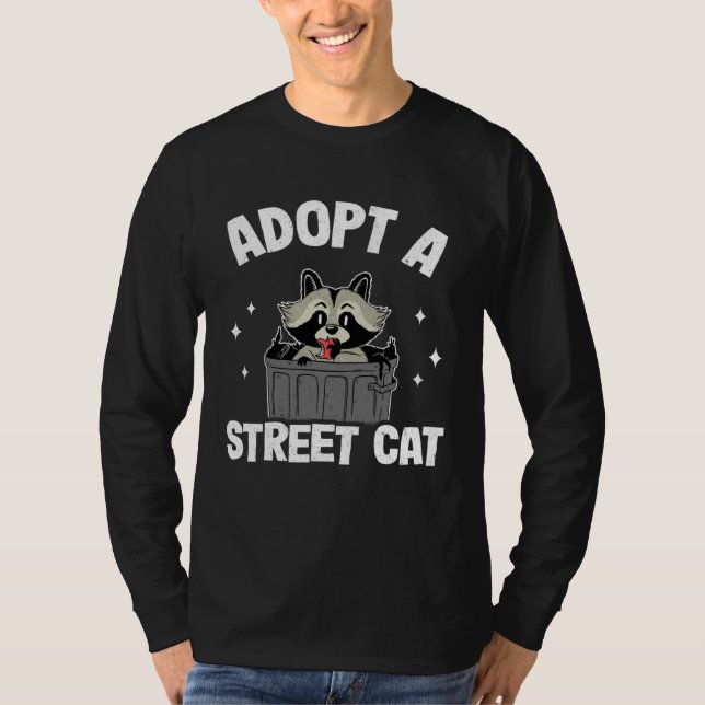 Camiseta Adopt A Street Cat Trash Garbage Panda Funny Racco (Frente)