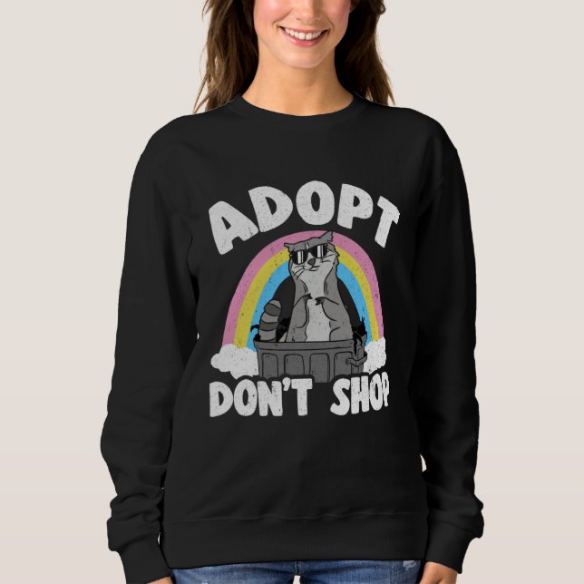Camiseta Adopt Don't Shop Rainbow Raccoon (Frente)