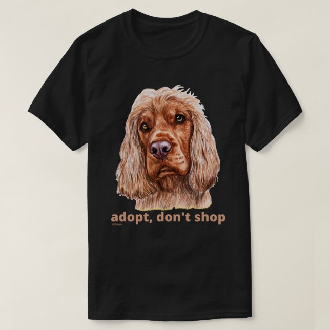 Camiseta ADOPT, NÃO COMPRE (Inglês Cocker Spaniel) (Frente do Design)