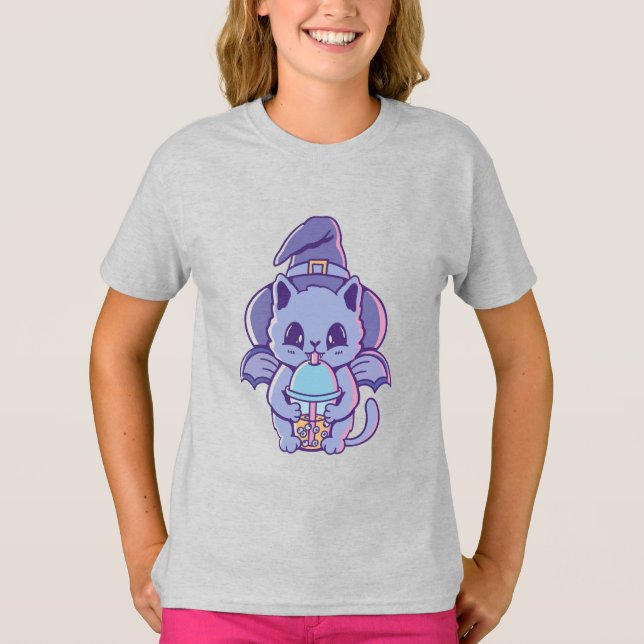 Camiseta Adorable Bat Witch Cat (Frente)