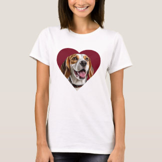 Camiseta Adorable Beagle in Heart Shape Design
