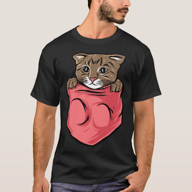 Camiseta Adorable Cat  and Cute Kitten Pocket Style (Frente)