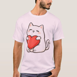 Camiseta Adorable Cat Holding Heart