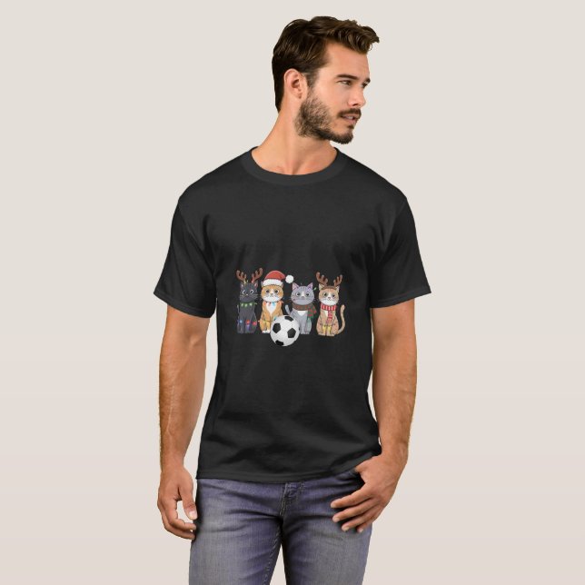 Camiseta Adorable Christmas Cats with Soccer Ball (Frente Completa)