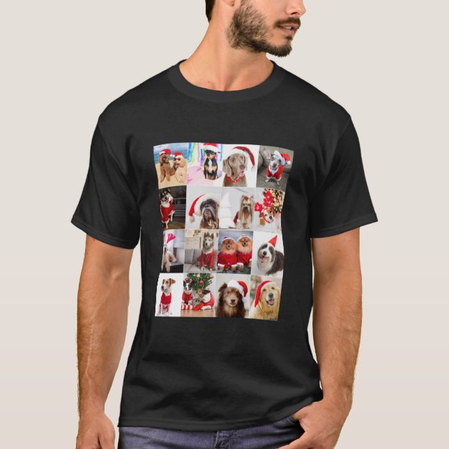 Camiseta Adorable Christmas Dog Photo Collage Classic T-Shi (Frente)