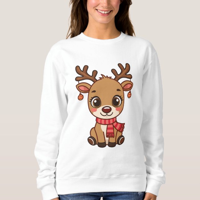 Camiseta Adorable Christmas Reindeer Illustration (Frente)