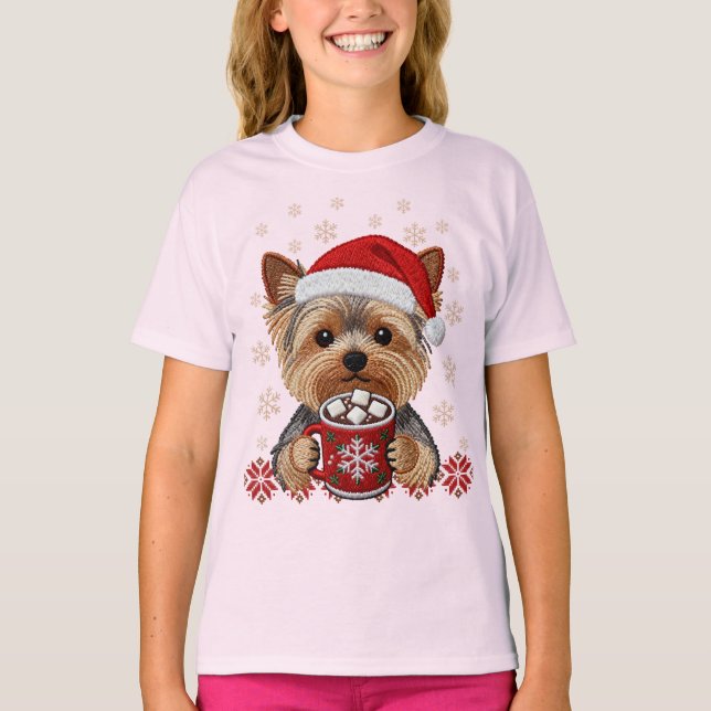 Camiseta Adorable Christmas Yorkshire Terrier (Frente)