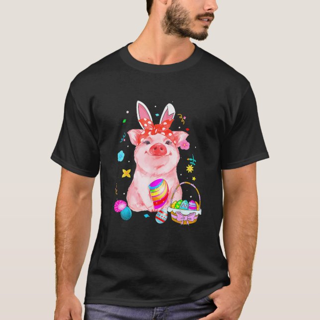 Camiseta Adorable Easter Pig With Easter Bunny Ears Easter (Frente)