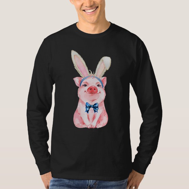 Camiseta Adorable Easter Pig With Easter Bunny Ears Easter  (Frente)