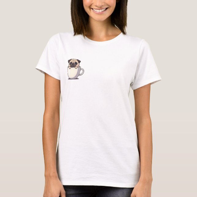 Camiseta Adorable Fawn Pug Puppy Tucked Inside (Frente)