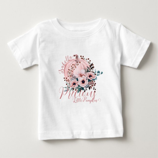 Camiseta Adorable Floral Pumpkin Autumn Baby Girl White  (Frente)